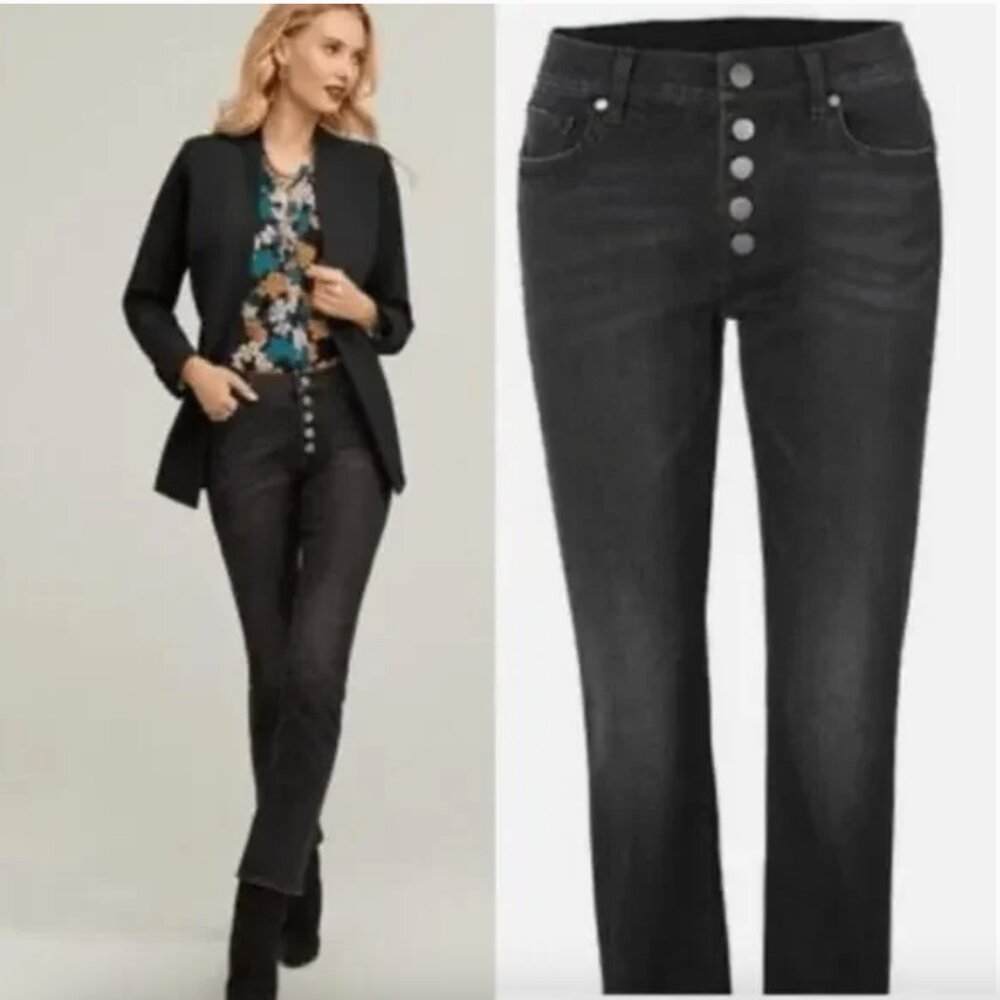 Cabi Jeans | Black Wash Button Fly Straight Leg | Women's Size 8